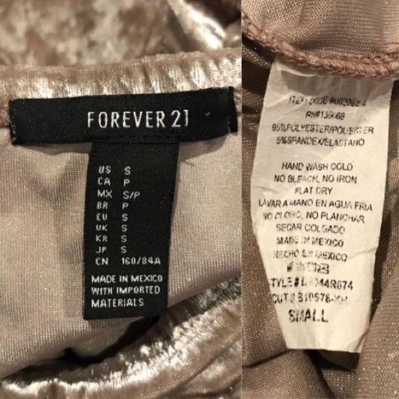 Forever 21 Brown Crushed Velvet Short Sleeve Bodycon Mini Dress Small - Picture 4 of 5